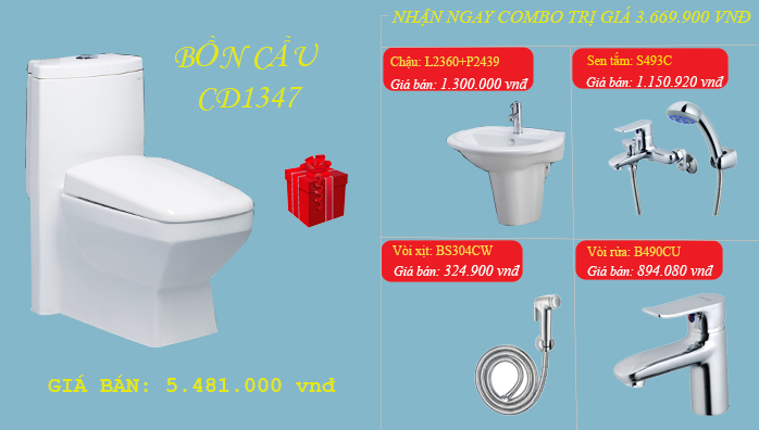 BỒN CẦU CAESAR 2 KHỐI CD1341-30CM